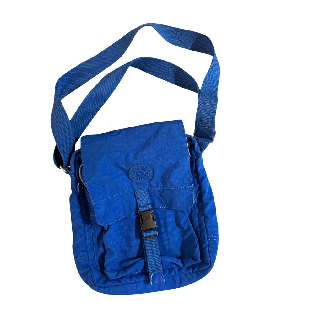 Kipling Royal Blue Crinkle Nylon Crossbody Messenger Bag Adjustable Strap